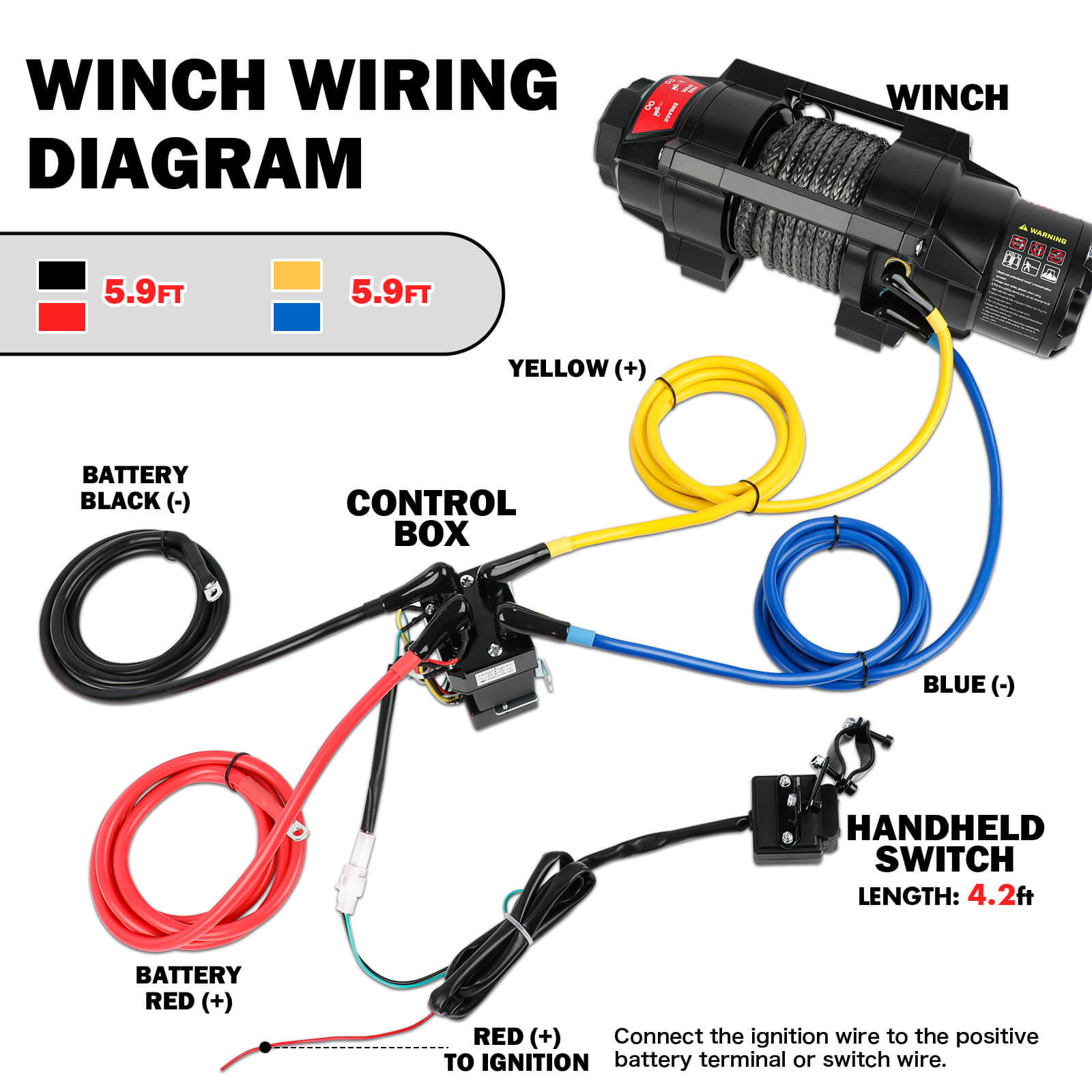 X - BULL 5000LBS Electric Winch 12V Synthetic Rope ATV UTV Boat Upgraded version - SportZone.co.nz