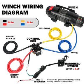 X - BULL 5000LBS Electric Winch 12V Synthetic Rope ATV UTV Boat Upgraded version - SportZone.co.nz