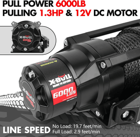 X - BULL 6000lbs Electric Winch 12V Synthetic Rope Towing Trailer ATV UTV BOAT Upgraded version - SportZone.co.nz