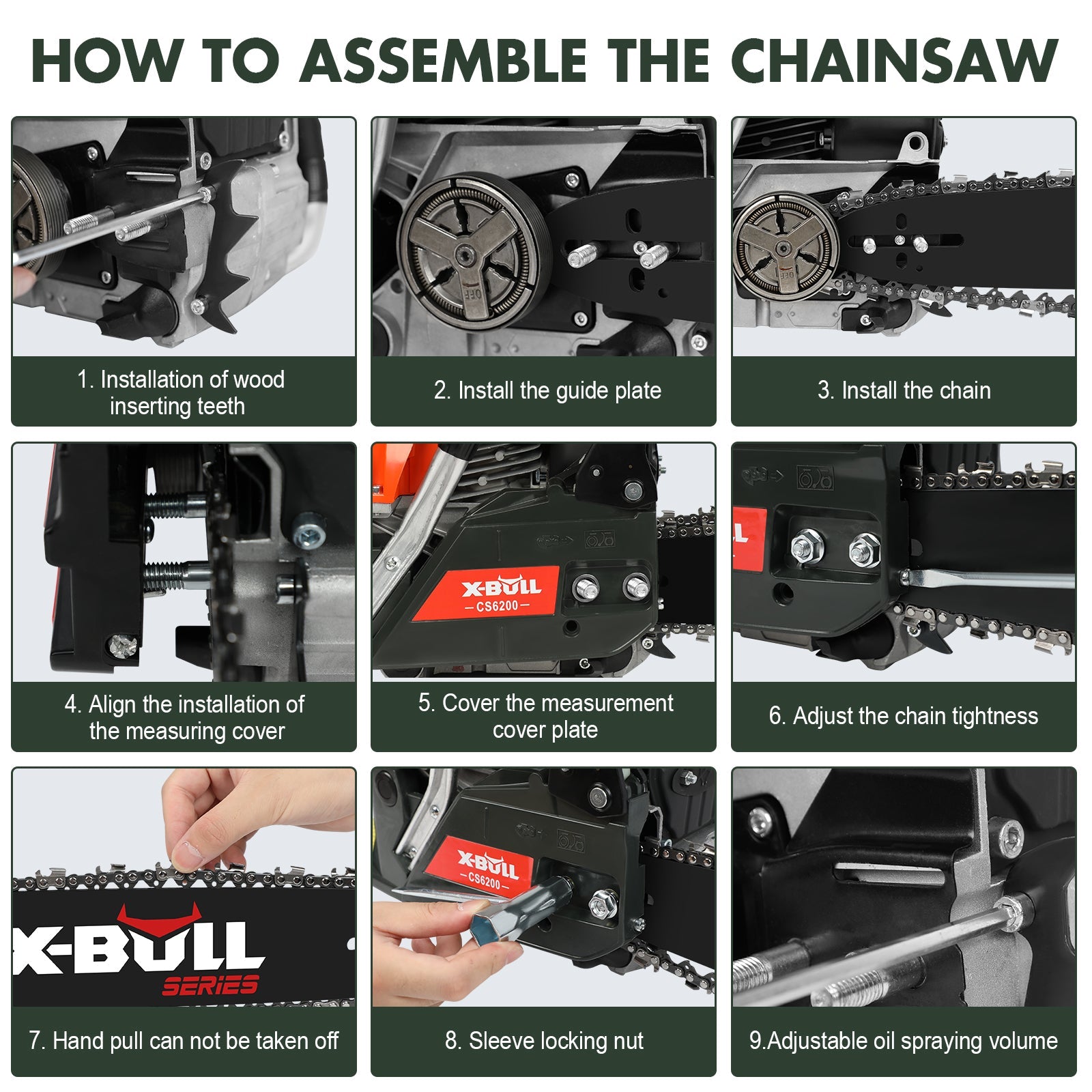 X-BULL Chainsaw Petrol Commercial 62cc 20" Bar E-Start Tree Pruning Top Handle - SportZone.co.nz
