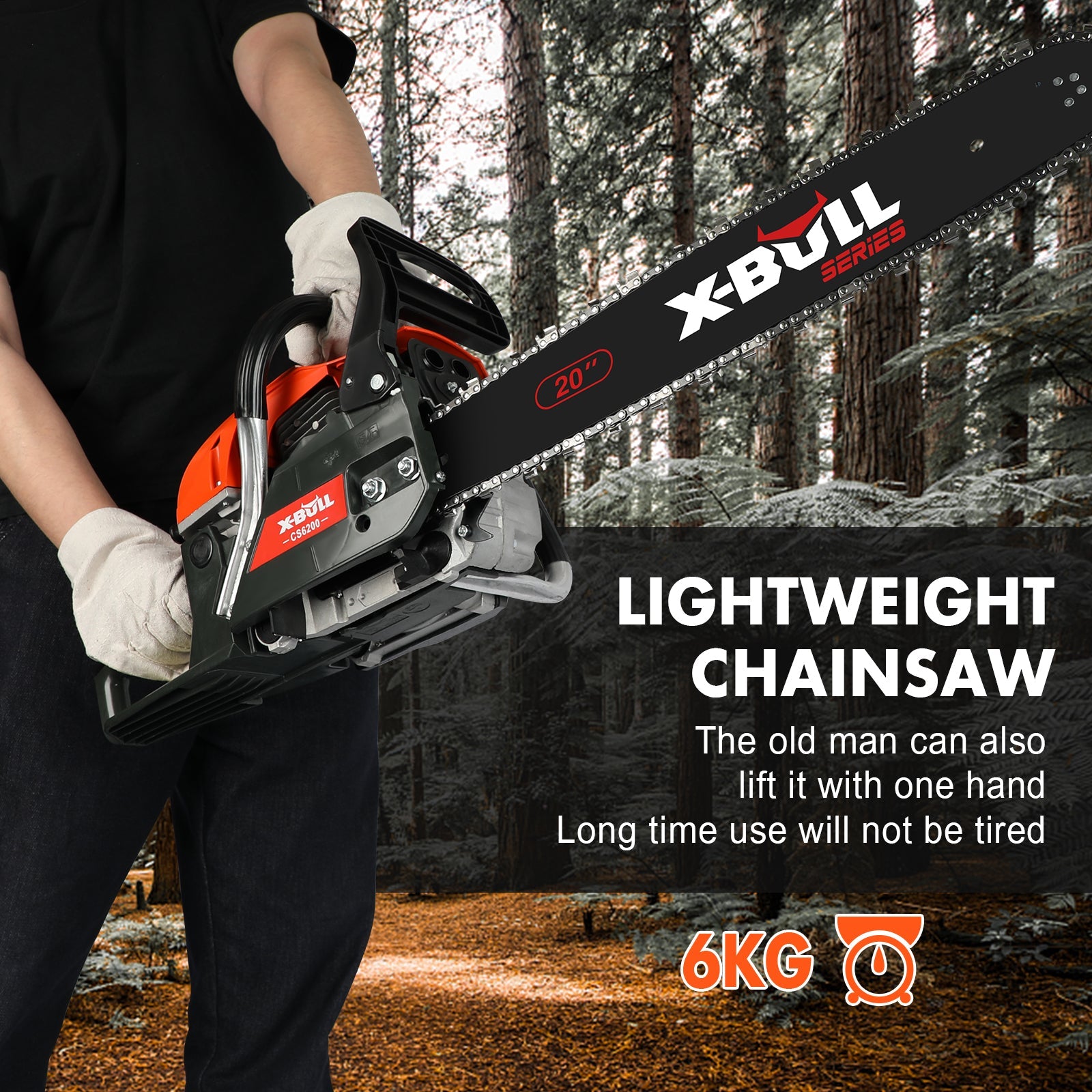 X-BULL Chainsaw Petrol Commercial 62cc 20" Bar E-Start Tree Pruning Top Handle - SportZone.co.nz