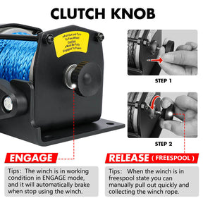 X - BULL Electric Winch 12V 3000LBS Synthetic Rope ATV UTV Boat Trailer With 2 X Wireless remote - SportZone.co.nz