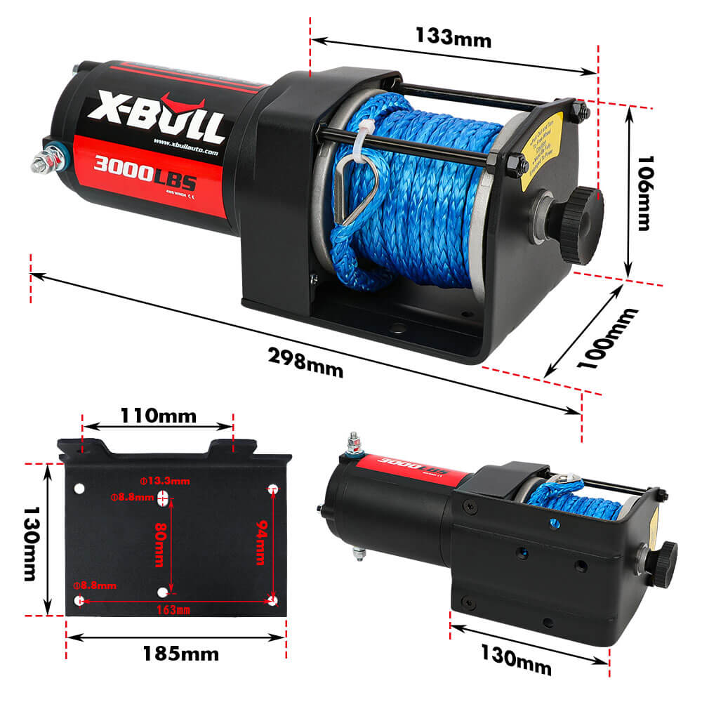 X - BULL Electric Winch 12V 3000LBS Synthetic Rope ATV UTV Boat Trailer With 2 X Wireless remote - SportZone.co.nz