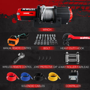 X - BULL Electric Winch 12V 5000LBS Steel Cable Wireless remote ATV UTV Boat Trailer - SportZone.co.nz