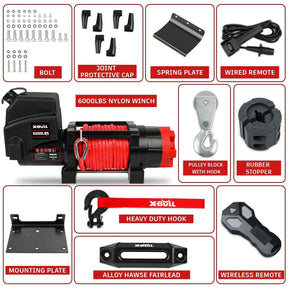 X - BULL Electric Winch 12V 6000LBS Synthetic Rope Wireless remote ATV UTV Boat Trailer 4WD - SportZone.co.nz