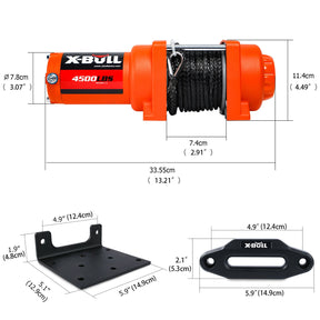X - BULL Electric Winch 12v Synthetic Rope 4500LBS Wireless Remote ATV UTV 2041KG - SportZone.co.nz
