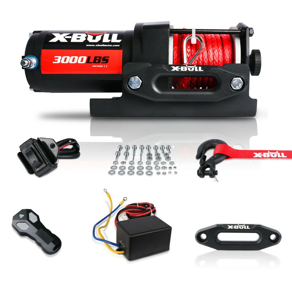 X - BULL Electric Winch 12V Wireless 3000lbs/1360kg Synthetic Rope BOAT ATV 4WD - SportZone.co.nz