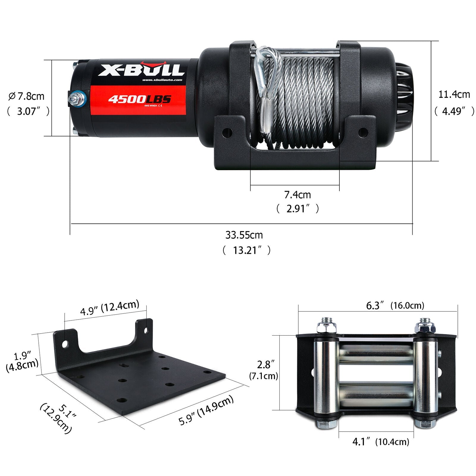 X - BULL Electric Winch 4500LBS/2041KG Steel Cable Wireless Remote Boat ATV 4WD - SportZone.co.nz