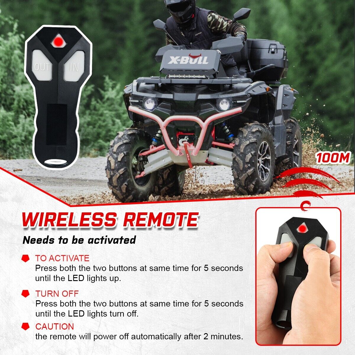 X - BULL Electric Winch 5000LBS 12V 15.2M Synthetic Rope Wireless ATV UTV 4WD Boat - SportZone.co.nz