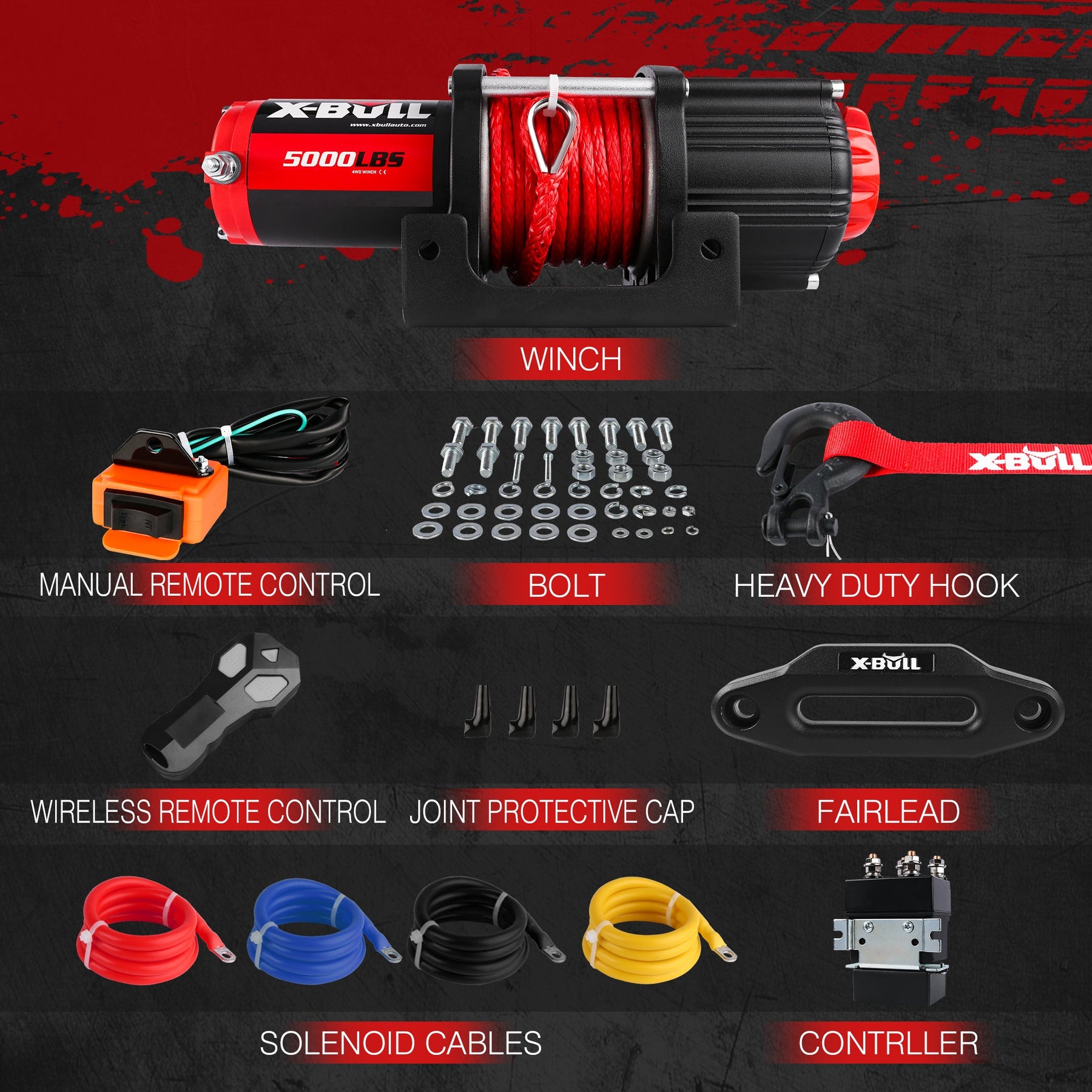 X - BULL Electric Winch 5000LBS 12V 15.2M Synthetic Rope Wireless ATV UTV 4WD Boat - SportZone.co.nz