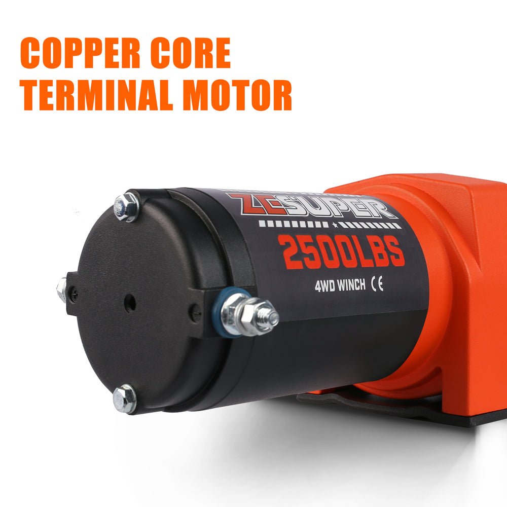 ZESUPER Electric Winch 2500LBS/1134KG 12V 15.2M Steel Cable ATV UTV 4WD 4X4 Boat - SportZone.co.nz