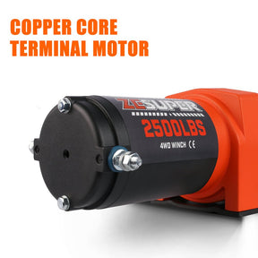ZESUPER Electric Winch 2500LBS/1134KG 12V 15.2M Steel Cable ATV UTV 4WD 4X4 Boat - SportZone.co.nz