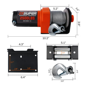 ZESUPER Electric Winch 2500LBS/1134KG 12V 15.2M Steel Cable ATV UTV 4WD 4X4 Boat - SportZone.co.nz