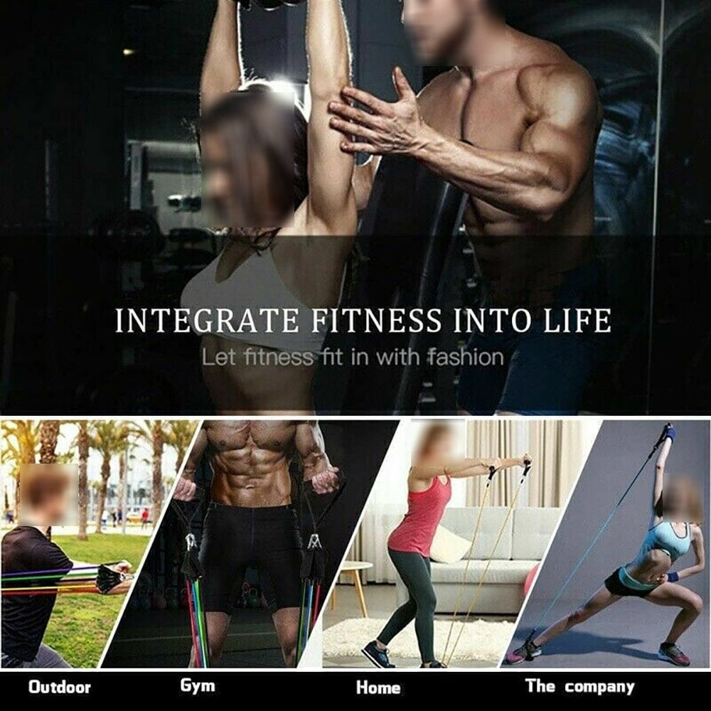 11Pcs/Set Pull Rope Belt Elastic Home Gym Fitness Exercise Resistance Band - SportZone.co.nz