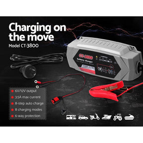 12V Automatic Car Battery Charger 6V 3.5Amp Vehicle Truck Chargers AGM - SportZone.co.nz