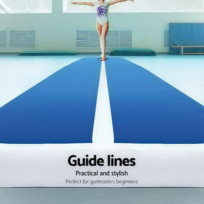 4m x 1m Inflatable Air Track Mat 20cm Thick Gymnastic Tumbling Blue And White - SportZone.co.nz