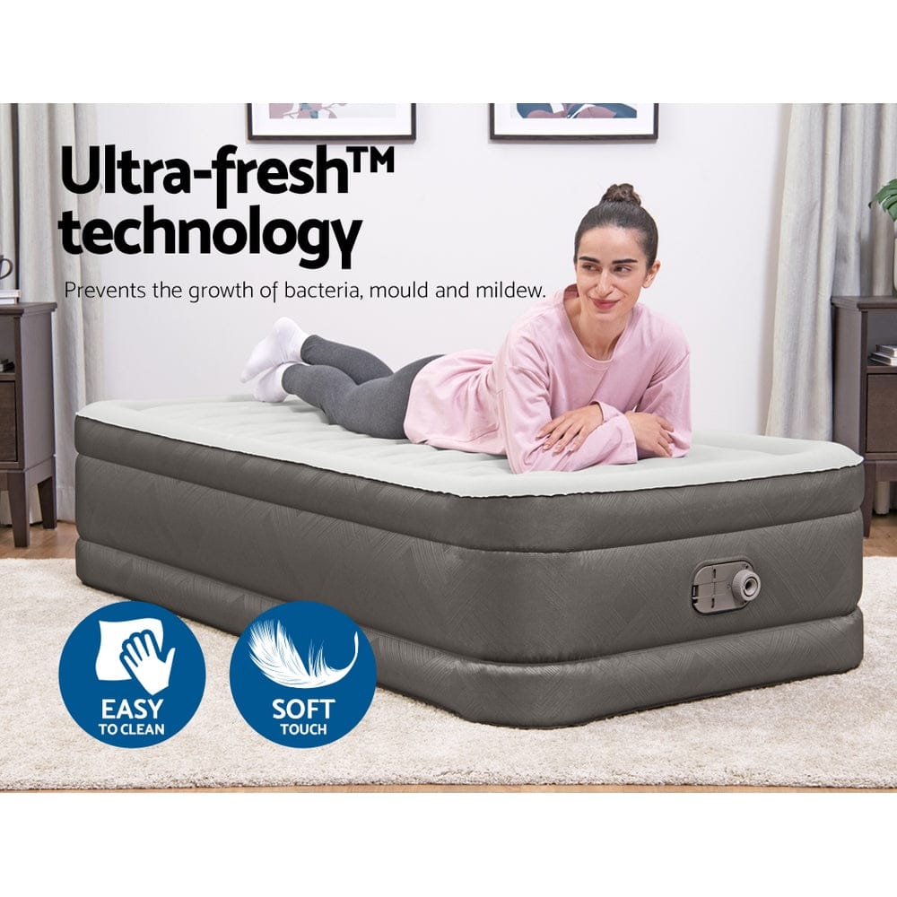 Bestway Air Mattress Single Inflatable Bed 46cm Airbed Grey - SportZone.co.nz