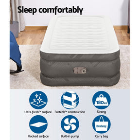 Bestway Air Mattress Single Inflatable Bed 46cm Airbed Grey - SportZone.co.nz