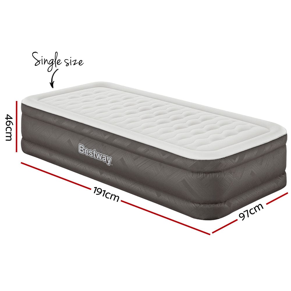 Bestway Air Mattress Single Inflatable Bed 46cm Airbed Grey - SportZone.co.nz