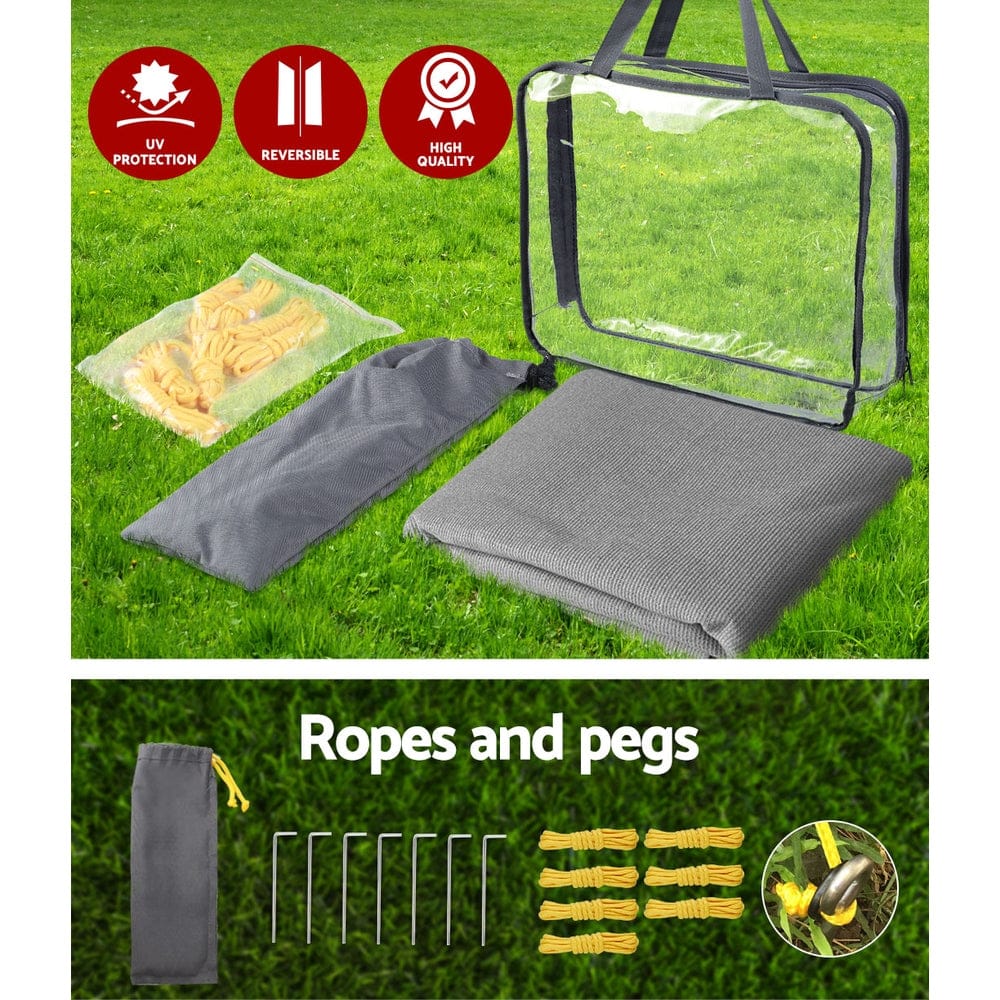 Caravan Privacy Screen Roll Out Awning 2.1x1.8M Sun Shade Pop Top End Wall Grey - SportZone.co.nz