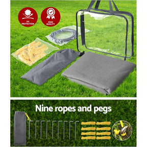 Caravan Privacy Screen Roll Out Awning 3.4x1.95M End Wall Side Sun Shade Grey - SportZone.co.nz