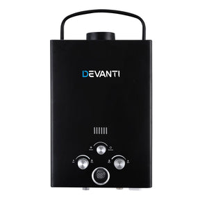 Devanti Portable Gas Water Heater 8L/Min LPG System Black - SportZone.co.nz