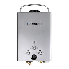 Devanti Portable Gas Water Heater 8L/Min With Pump LPG System Grey - SportZone.co.nz