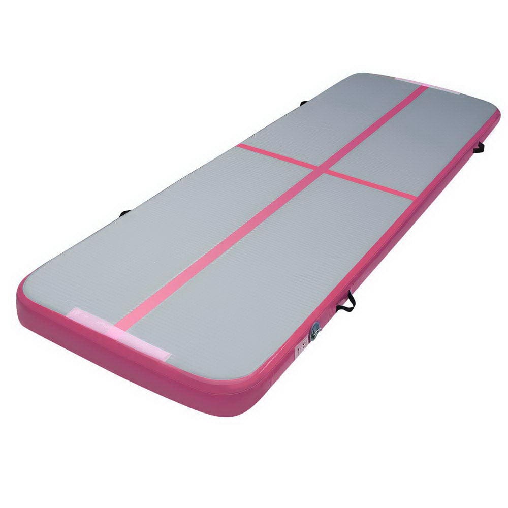 Everfit 3m x 1m Air Track Mat Gymnastic Tumbling Pink and Grey - SportZone.co.nz
