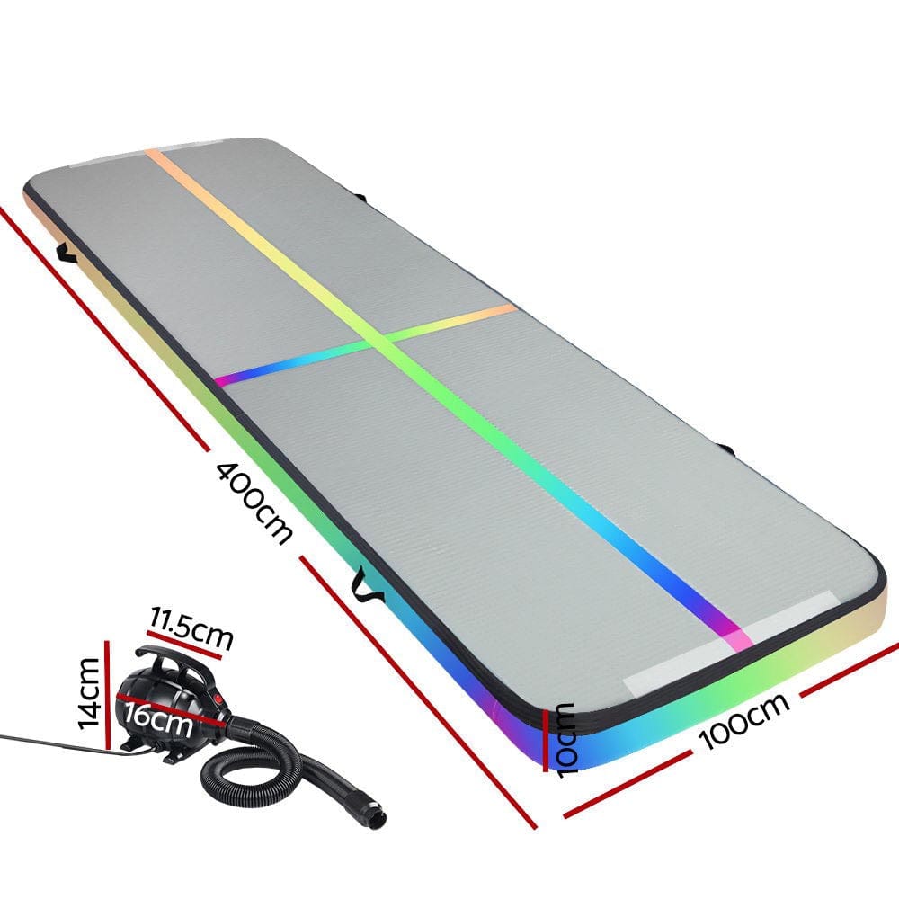 Everfit 4M Air Track Gymnastics Tumbling Exercise Mat Inflatable Mats + Pump - SportZone.co.nz