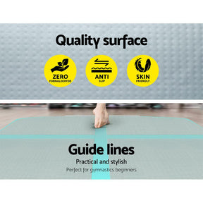 Everfit GoFun 4X1M Inflatable Air Track Mat Tumbling Floor Home Gymnastics Green - SportZone.co.nz