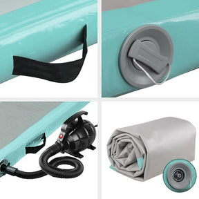 Everfit GoFun 4X1M Inflatable Air Track Mat with Pump Tumbling Gymnastics Green - SportZone.co.nz
