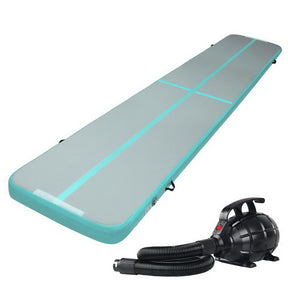Everfit GoFun 5X1M Inflatable Air Track Mat with Pump Tumbling Gymnastics Green - SportZone.co.nz