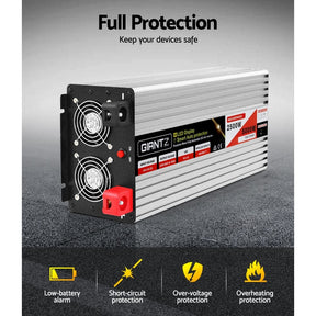 Giantz Power Inverter 12V to 240V 2500W/5000W Pure Sine Wave Camping Car Boat - SportZone.co.nz