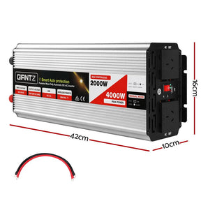Giantz Power Inverter 2000W or 4000W Pure Sine Wave 12V - 240V Camping Boat Caravan - SportZone.co.nz