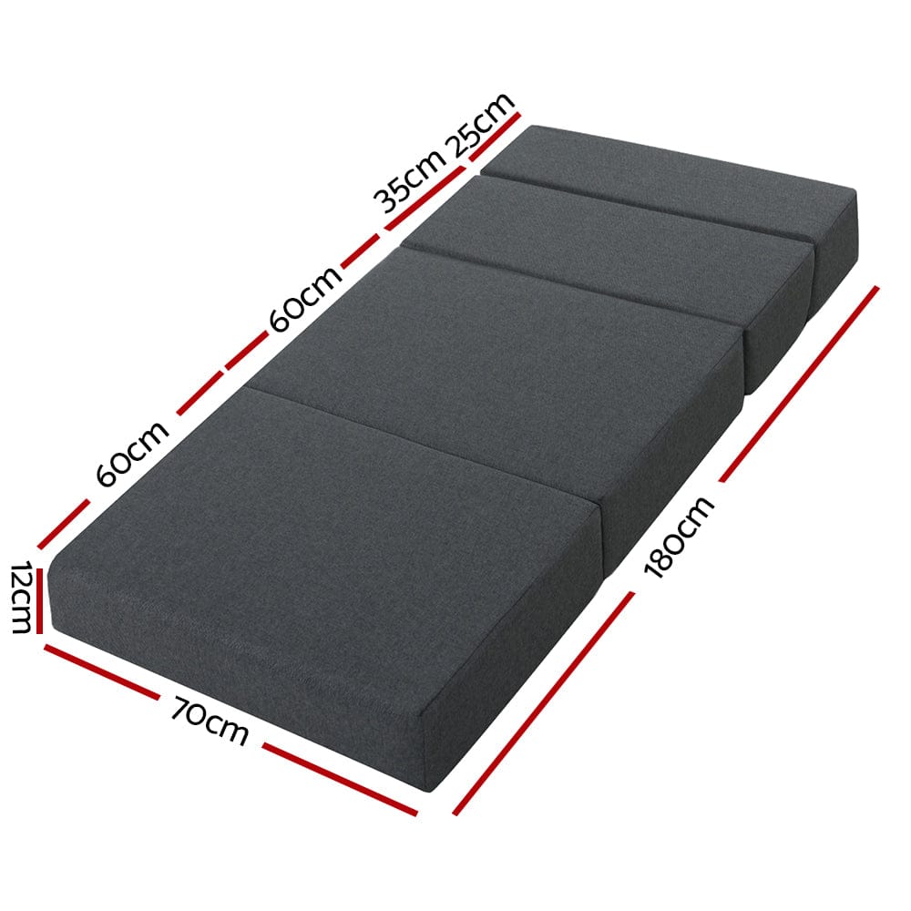 Giselle Bedding Foldable Mattress Folding Foam Bed Floor Mat Grey - SportZone.co.nz