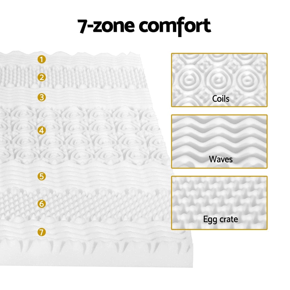 Giselle Bedding Memory Foam Mattress Topper 7 - Zone Airflow Pad 8cm Single White - SportZone.co.nz