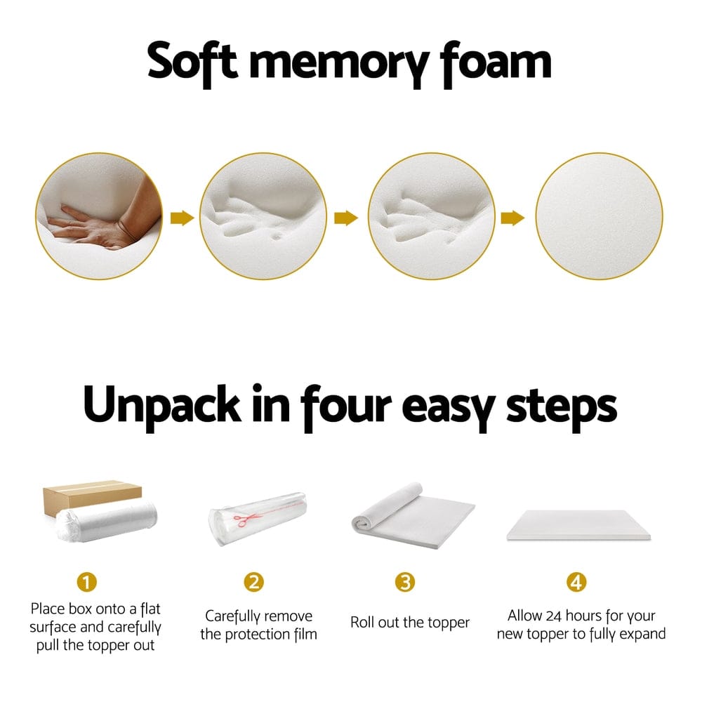 Giselle Bedding Memory Foam Mattress Topper 7 - Zone Airflow Pad 8cm Single White - SportZone.co.nz