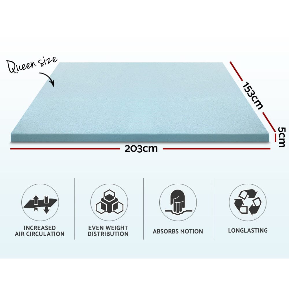 Giselle Bedding Memory Foam Mattress Topper Cool Gel 5cm Queen - SportZone.co.nz