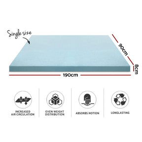 Giselle Bedding Memory Foam Mattress Topper Cool Gel 8cm Single - SportZone.co.nz