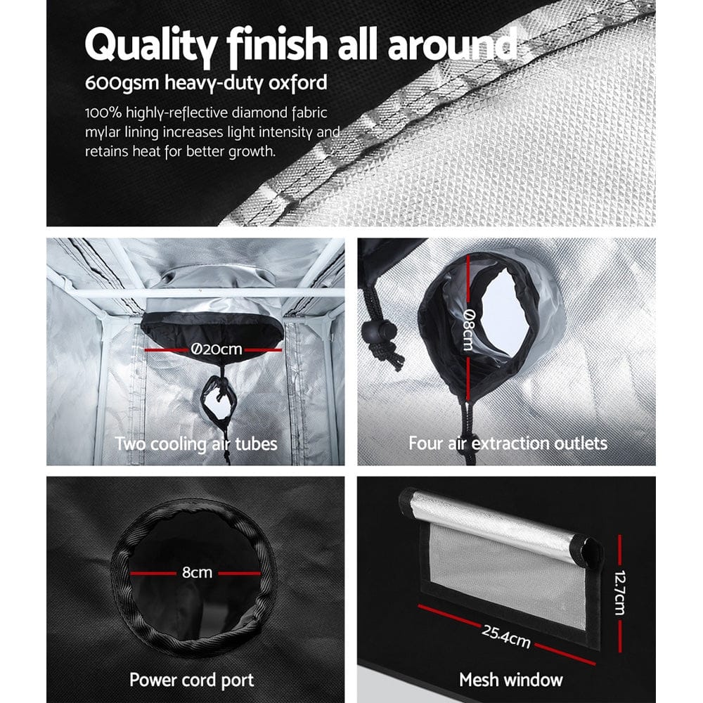 Green Fingers Grow Tent 60x60x90CM Hydroponics Kit Indoor Plant Room System - SportZone.co.nz