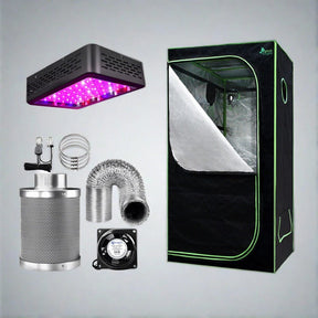 Green Fingers Grow Tent Light Kit 60x60x140CM 600W LED 4" Vent Fan,Green Fingers Grow Tent Light Kit LED 600W Full Spectrum 4" Vent 60x60x140CM - SportZone.co.nz
