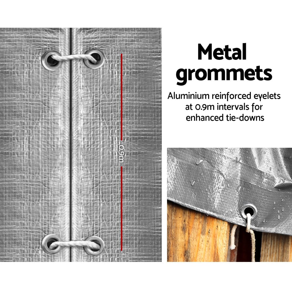 Instahut Tarp Tarpaulin 3.6x6m Canvas Camping Heavy Duty Sun Cover - SportZone.co.nz