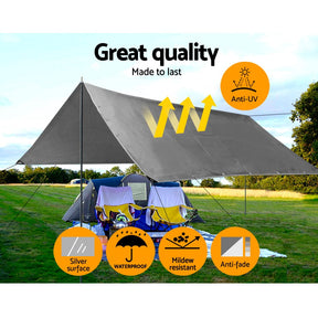 Instahut Tarp Tarpaulin 3x3.6m Canvas Camping Heavy Duty Sun Cover - SportZone.co.nz