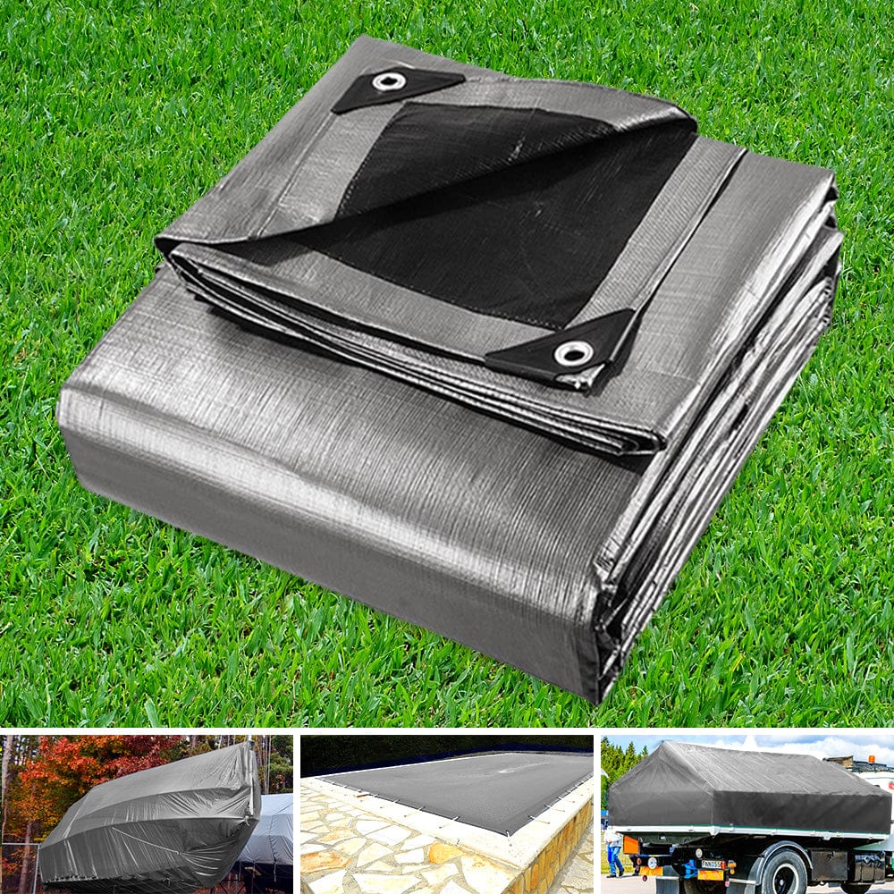 Instahut Tarp Tarpaulin 3x3.6m Canvas Camping Heavy Duty Sun Cover - SportZone.co.nz
