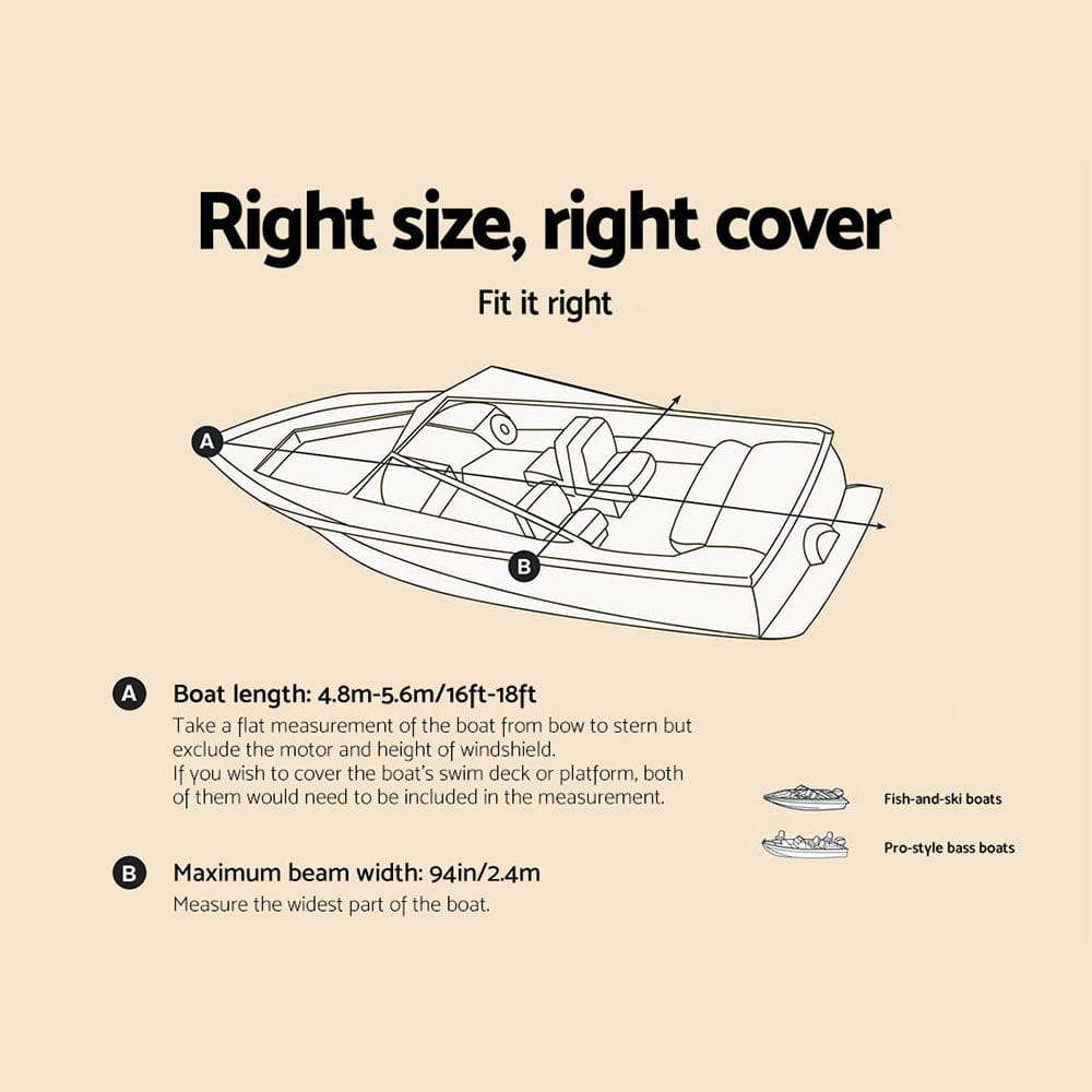 Seamanship 16 - 18.5ft Boat Cover Trailerable Marine Grade 600D - SportZone.co.nz