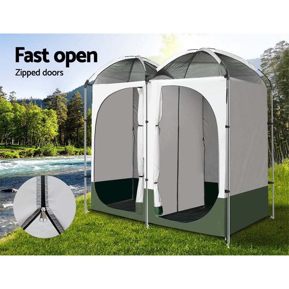 Weisshorn Double Camping Shower Toilet Tent Outdoor Portable Change Room - SportZone.co.nz