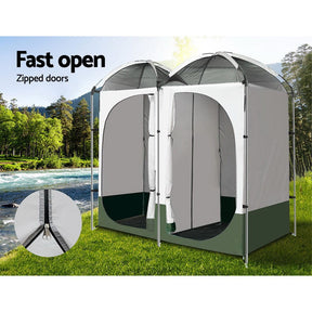 Weisshorn Double Camping Shower Toilet Tent Outdoor Portable Change Room - SportZone.co.nz