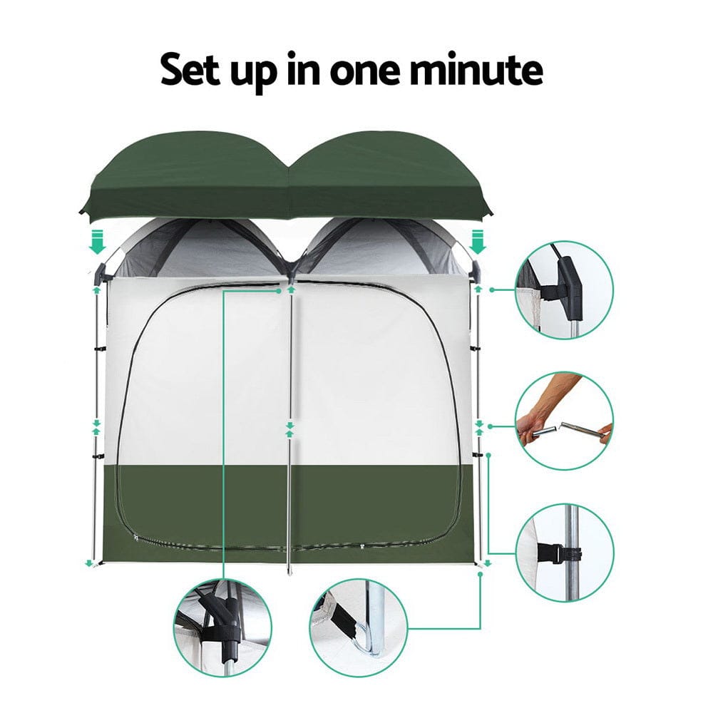 Weisshorn Double Camping Shower Toilet Tent Outdoor Portable Change Room - SportZone.co.nz