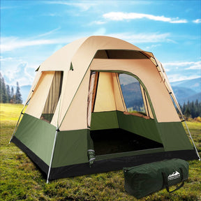Weisshorn Family Camping Tent 4 Person Hiking Beach Tents Green - SportZone.co.nz