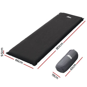 Weisshorn Self Inflating Mattress Camping Sleeping Mat Air Bed Pad Single Black - SportZone.co.nz